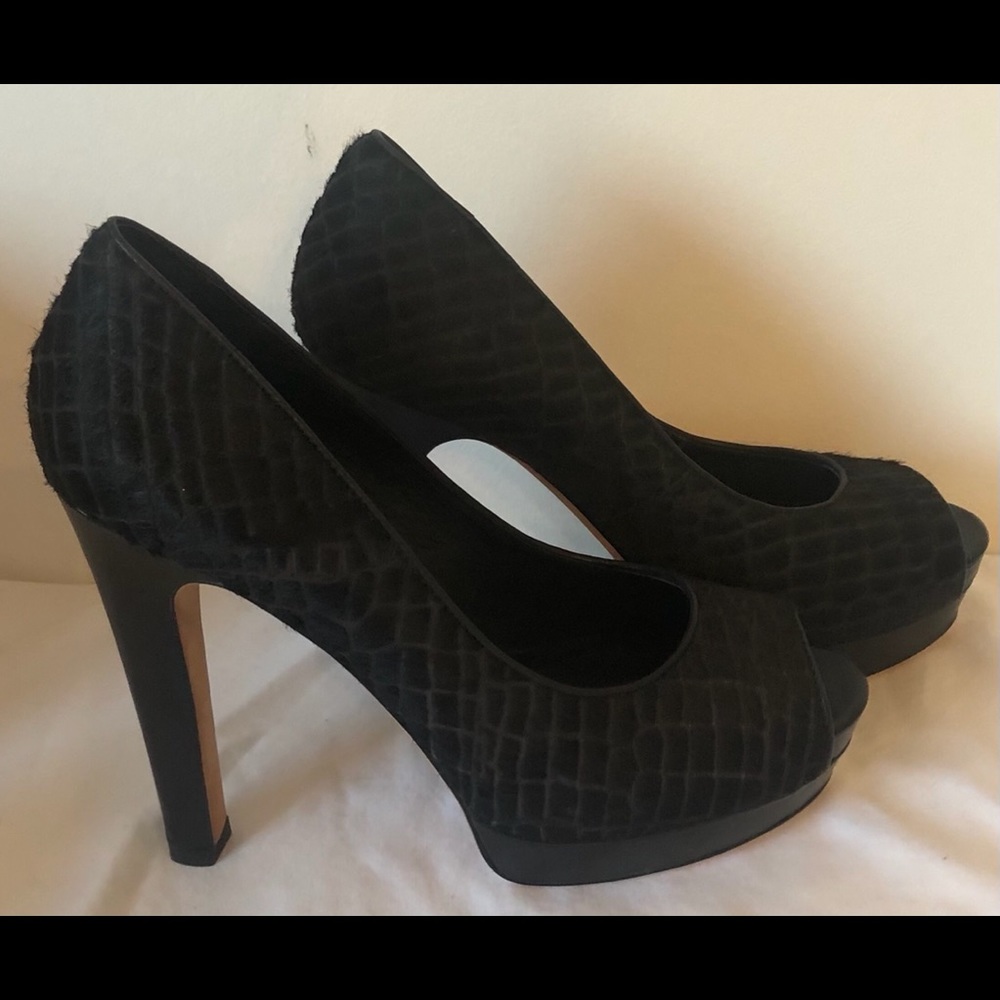 House of Harlow 1960 Platform Croc Heels Black 9.5